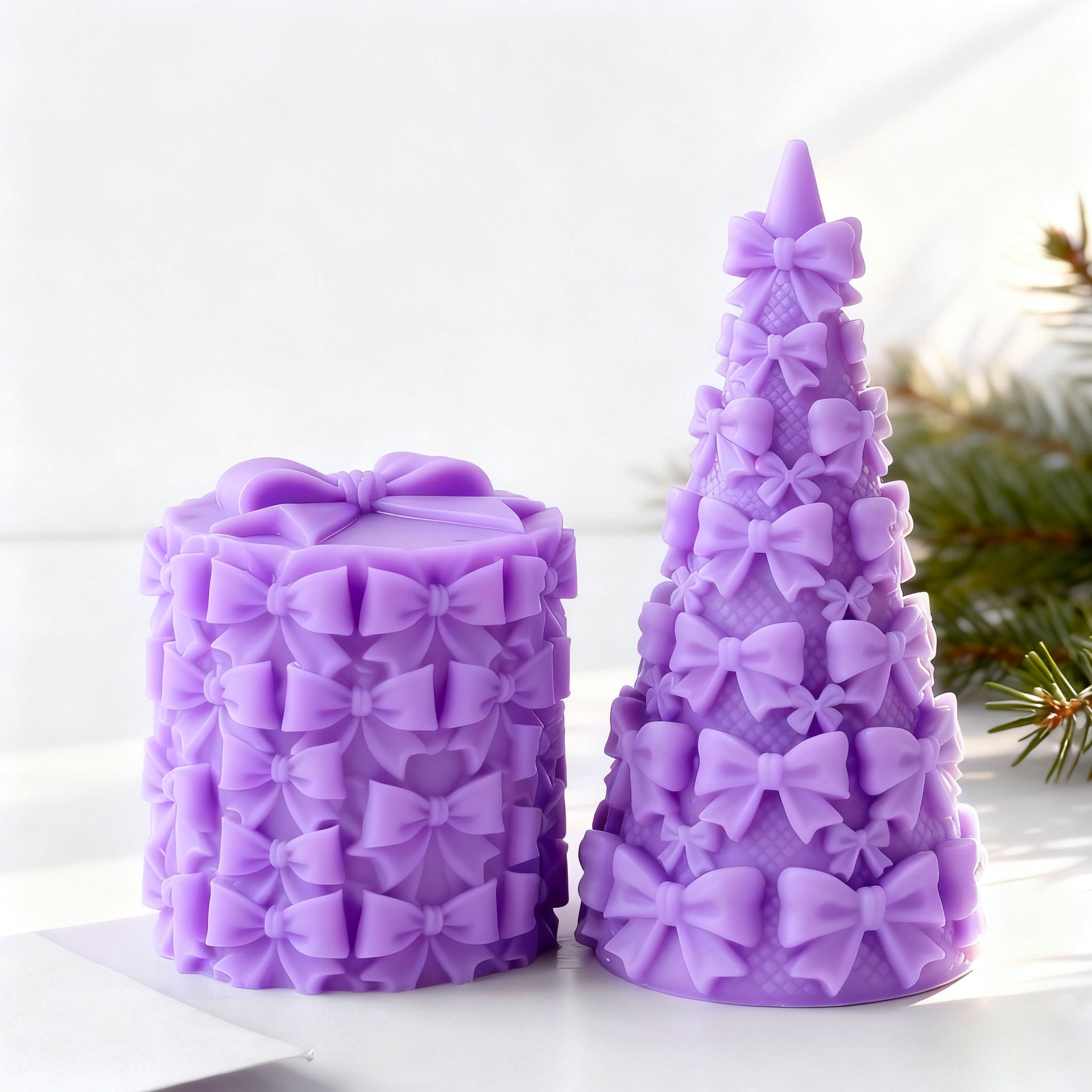 Candle Containers - 3D Bow Tie Christmas Tree Gift