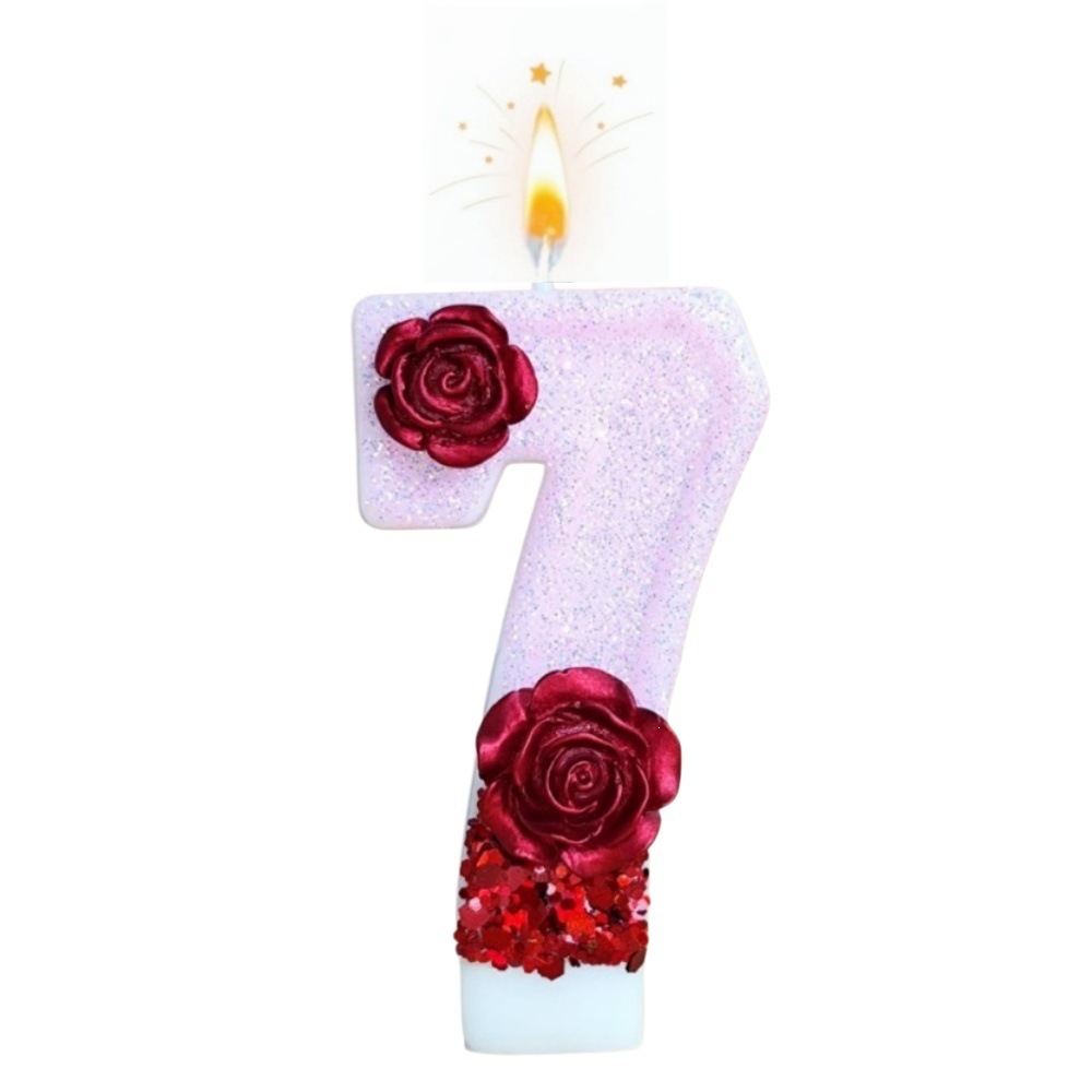 Number Pink Glitter Red Rose F - Silk Candle review and price