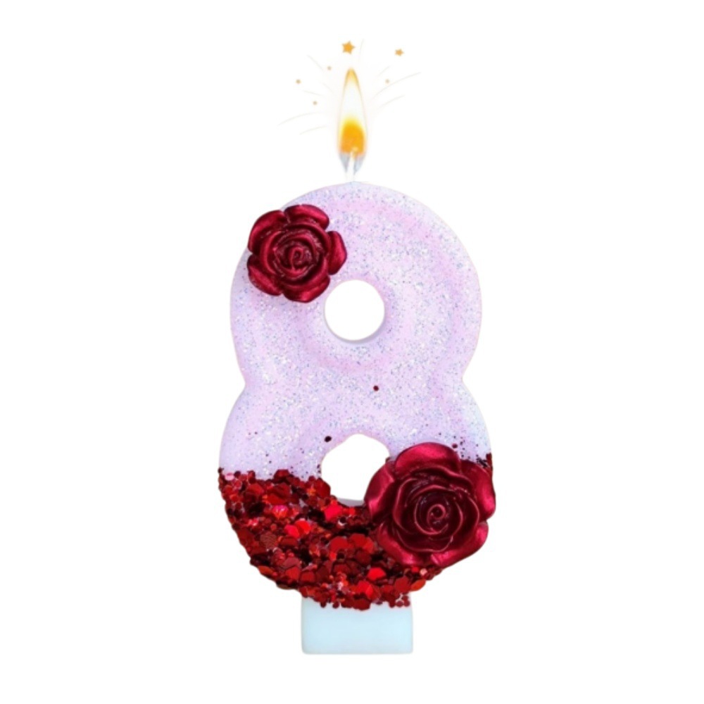 Number Pink Glitter Red Rose F - Silk Candle review and price